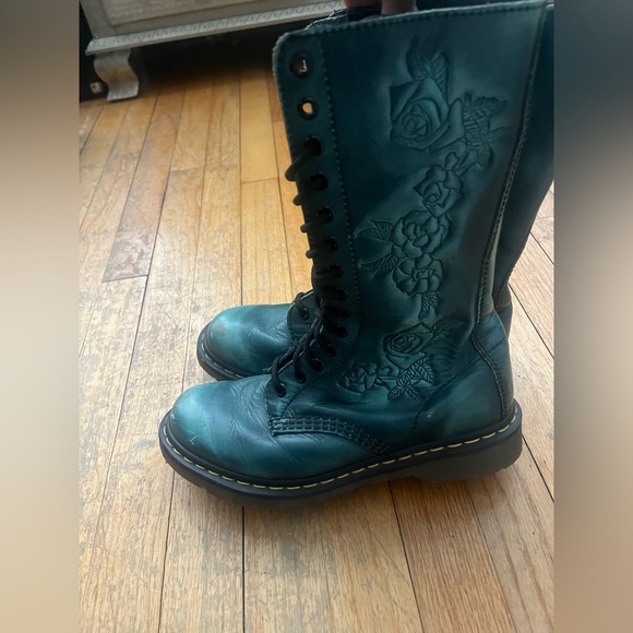 Dr martens Norah 1b99 14 eye 1914 teal green mid calf boots UK 6 US 8 - Picture 4 of 8